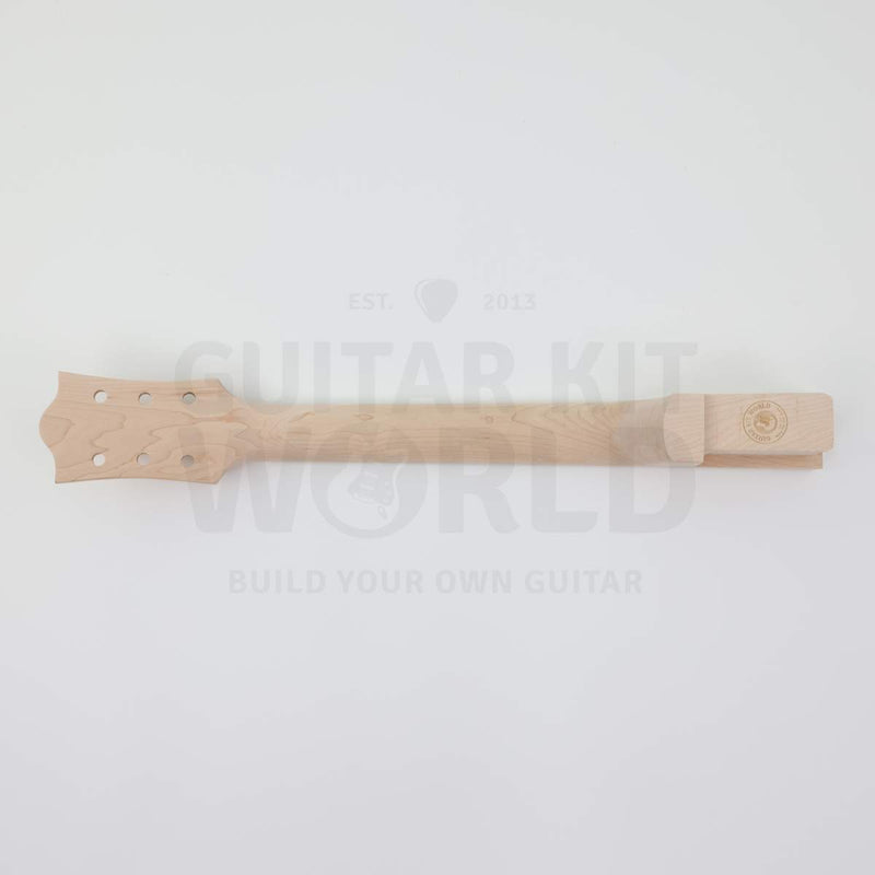 Wide neck hollow body guitar kit with 48 mm nut - maple neck back