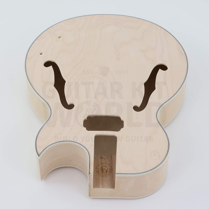 Wide neck hollow body guitar kit with 48 mm nut - neck pocket and neck pickup route