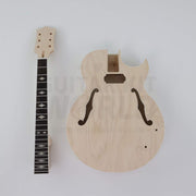 X-braced hollow body electric guitar kit, maple body, ebony fretboard - body and neck