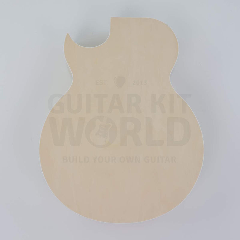 X-braced hollow body electric guitar kit, maple body, ebony fretboard - body back