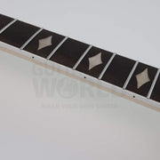 X-braced hollow body electric guitar kit, maple body, ebony fretboard - fretboard close-up