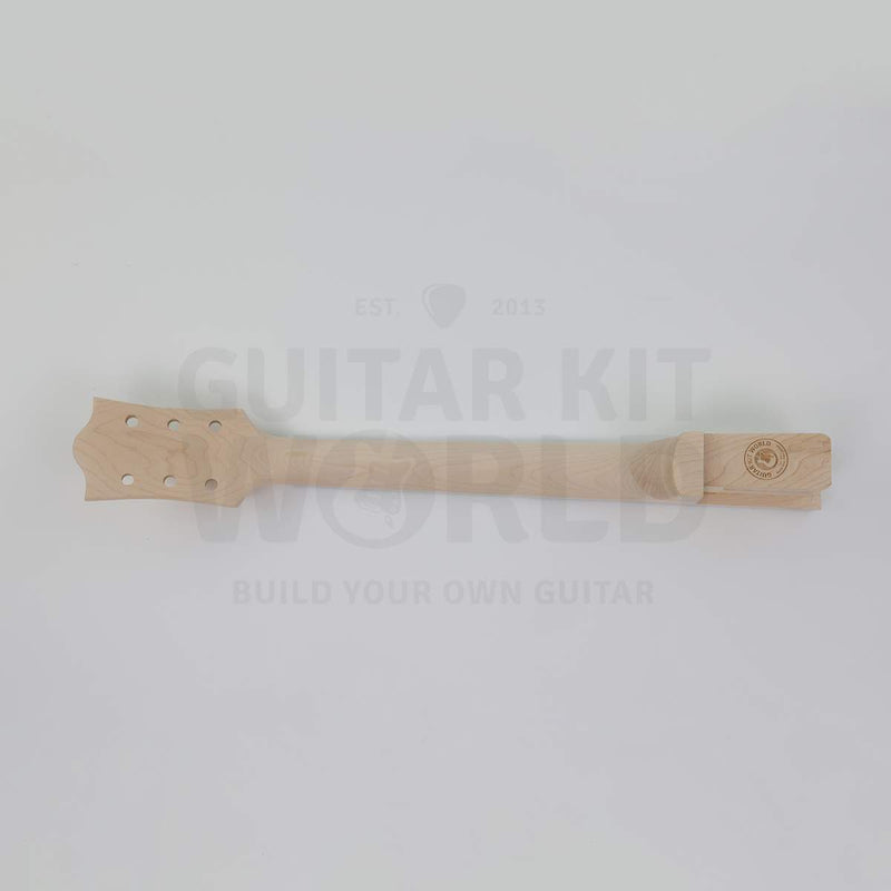 X-braced hollow body electric guitar kit, maple body, ebony fretboard - neck back