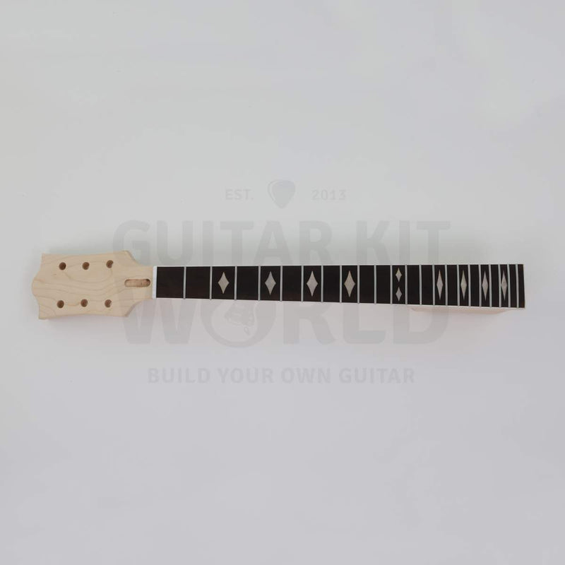 X-braced hollow body electric guitar kit, maple body, ebony fretboard - neck with diamond inlays