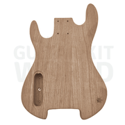 Back of the mahogany headless bass body with the rear control cavity - Guitar Kit World