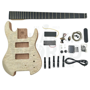 Headless 5-string bass kit contents: mahogany body with quilted maple top, ebony fretboard neck, hardware - Guitar Kit World