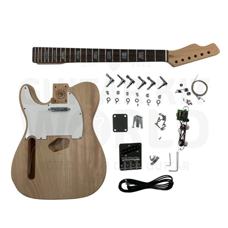 Left-Hand TE Guitar Kit with Mahogany Body, Rosewood Fretboard - Guitar Kit World