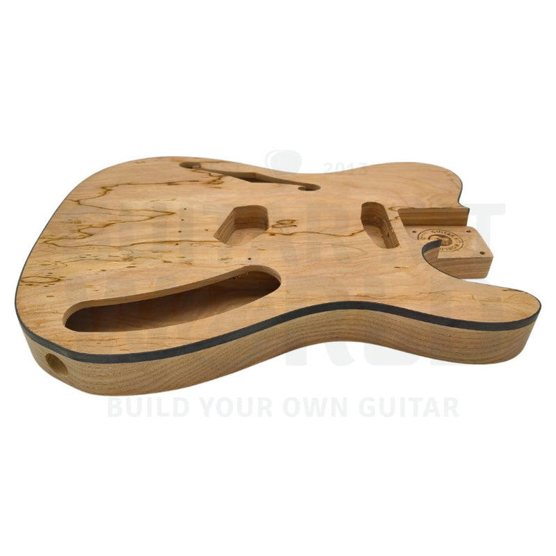 Thin Semi-Hollow Ash Body T-Style Guitar Kit With Spalted Maple Veneer