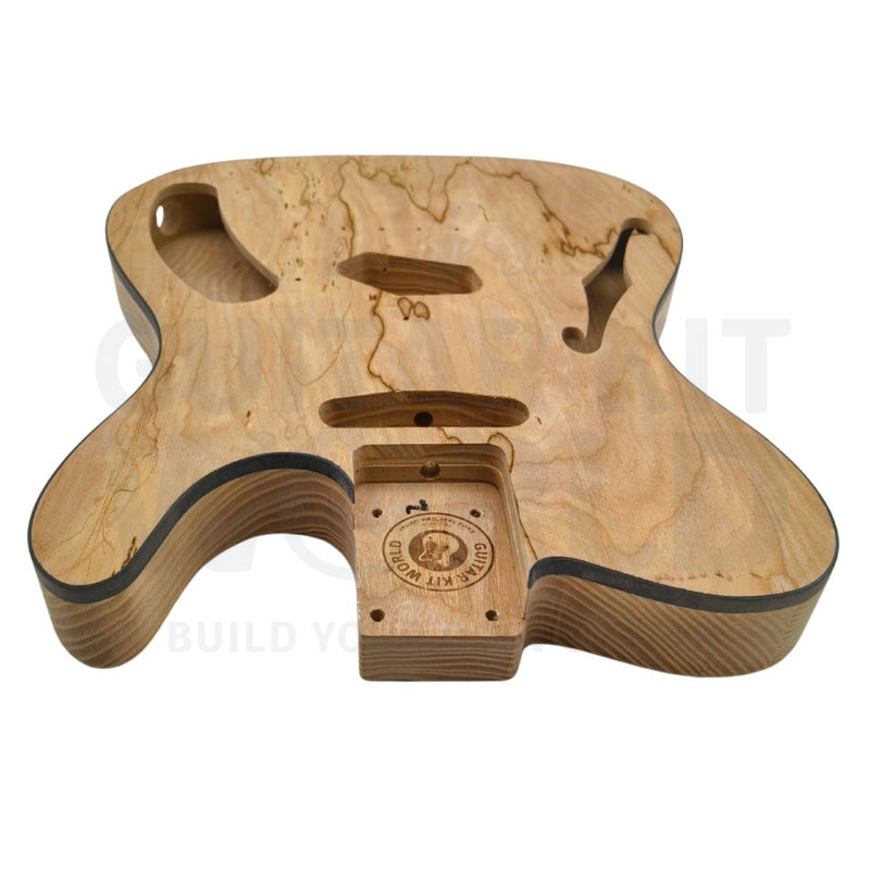 Thin Semi-Hollow Ash Body T-Style Guitar Kit With Spalted Maple Veneer