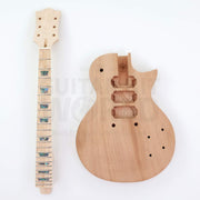 Mahogany body and maple neck with abalone pearloid trapezoid inlays