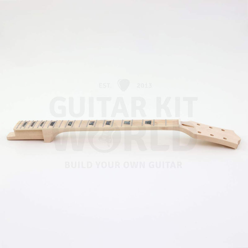 Bound maple fretboard side view