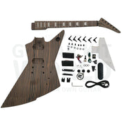 Zebrawood EXP-style Guitar Kit with White Pickguard - Guitar Kit World