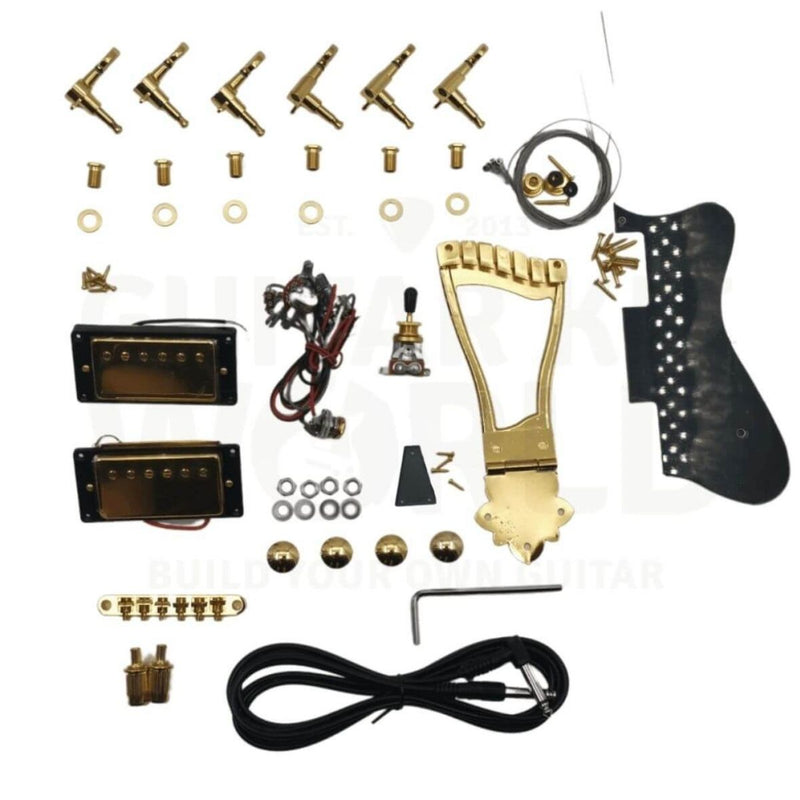 E175 Hollow Body Guitar Kit w/ Gold Hardware, Pearl White Inlays - Guitar Kit World