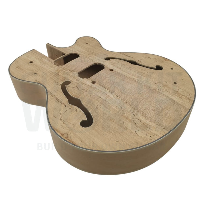 Hollow Body Venetian Cutaway Guitar Kit with Spalted Maple Veneer - Guitar Kit World