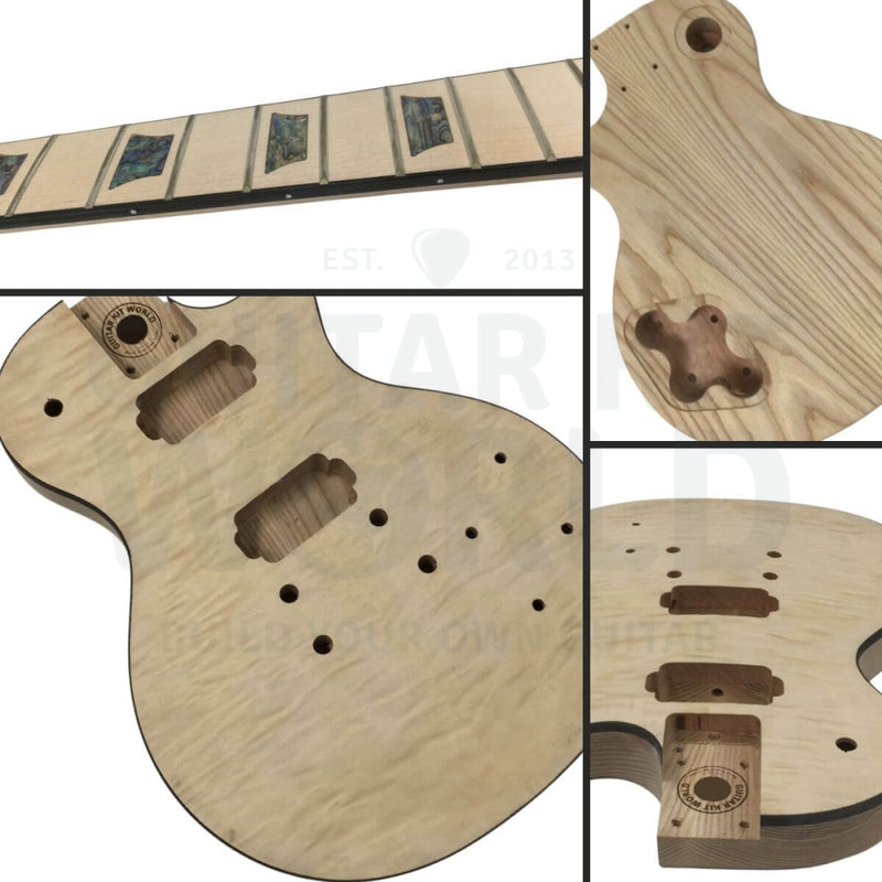 Ash Body L1 Guitar Kit with Maple Veneer & Maple Fretboard - Guitar Kit World