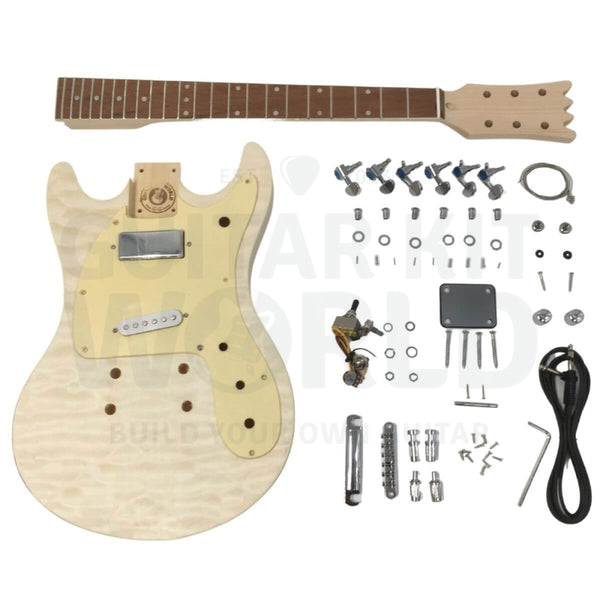 Basswood MOS style guitar kit with Quilted Maple Body Top Veneer