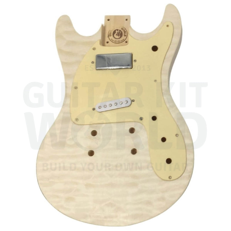 Basswood MOS-style guitar kit with Quilted Maple Body Top Veneer - Guitar Kit World