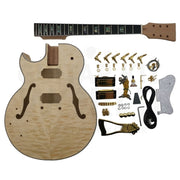 Lefty E175 Hollow Body Guitar Kit w/ F-Holes, Florentine-style Single Cutaway, Quilted Maple Veneer - Guitar Kit World