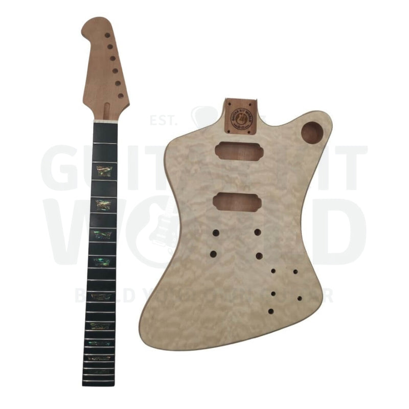 FB2 Guitar Kit with Quilted Maple Veneer, Ebony Fretboard - Guitar Kit World