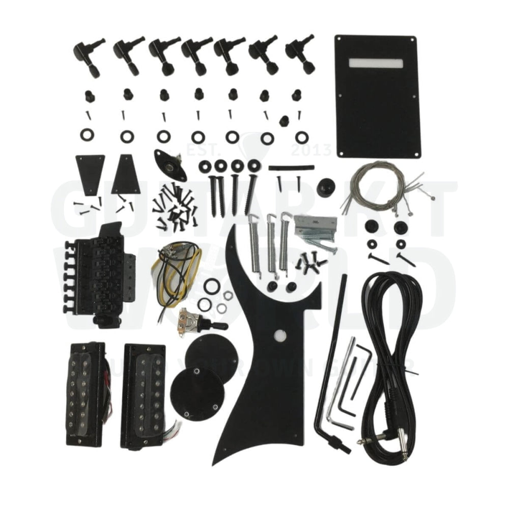 7-String JBM Superstrat Ebony DIY Guitar Kit | GKW — Guitar Kit World