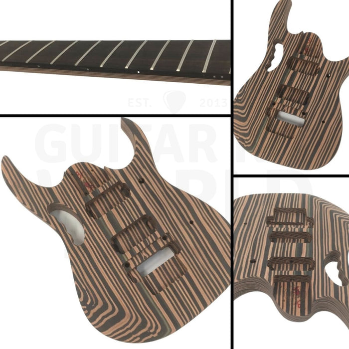 JE-style guitar kit with 7-string Engineered Zebrawood Body - Guitar Kit World