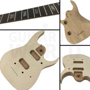 Ash body 7-string JS-style guitar kit with Flamed Maple Veneer - Guitar Kit World