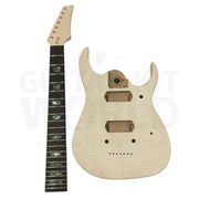 Ash body 7-string JS-style guitar kit with Flamed Maple Veneer - Guitar Kit World