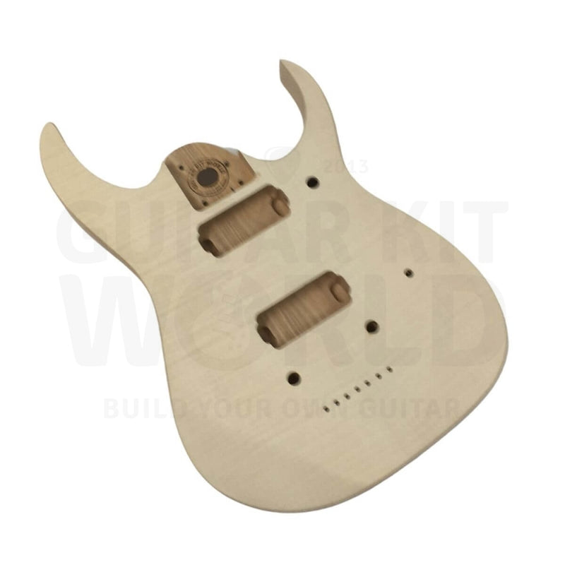 Ash body 7-string JS-style guitar kit with Flamed Maple Veneer - Guitar Kit World