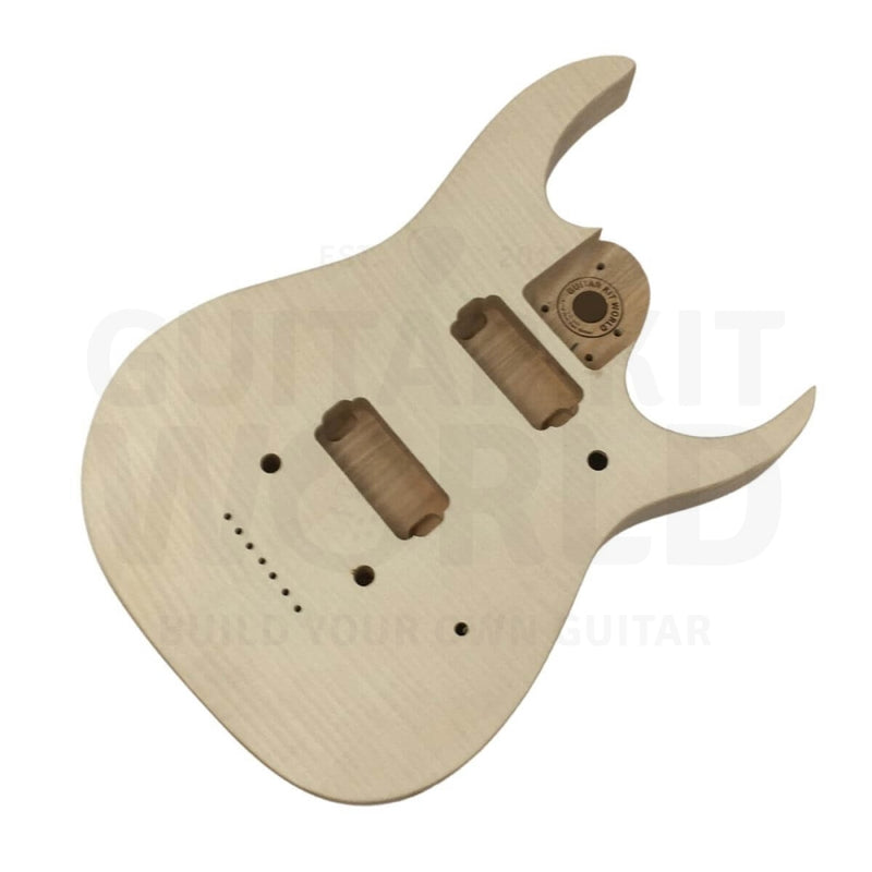 Ash body 7-string JS-style guitar kit with Flamed Maple Veneer - Guitar Kit World