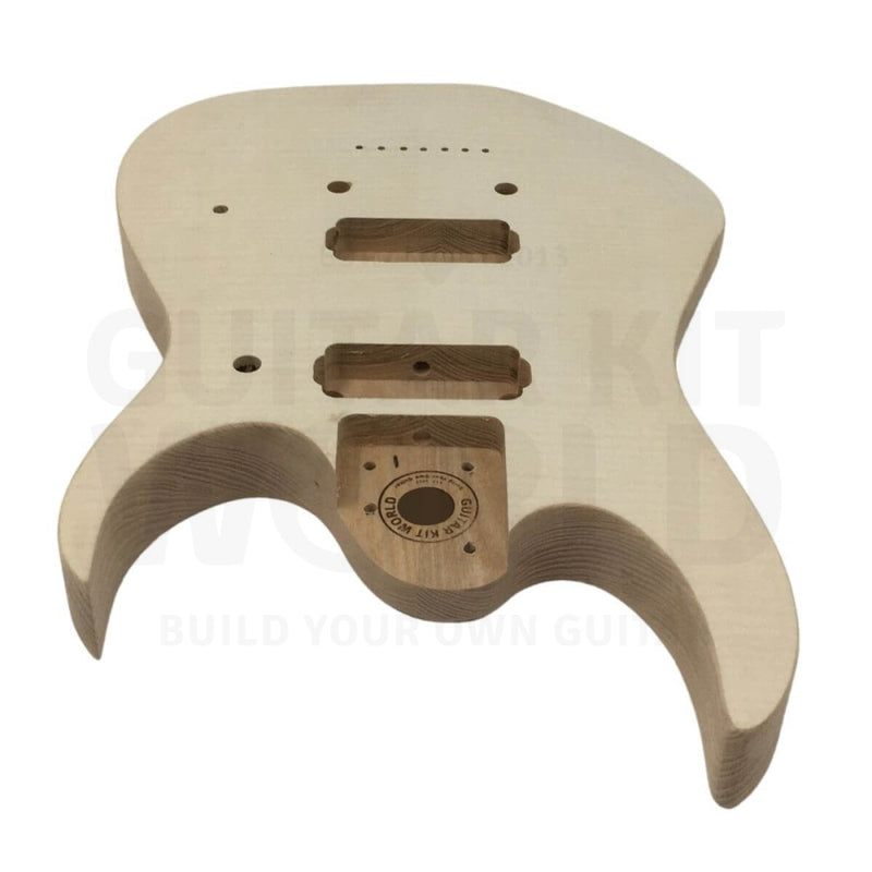 Ash body 7-string JS-style guitar kit with Flamed Maple Veneer - Guitar Kit World