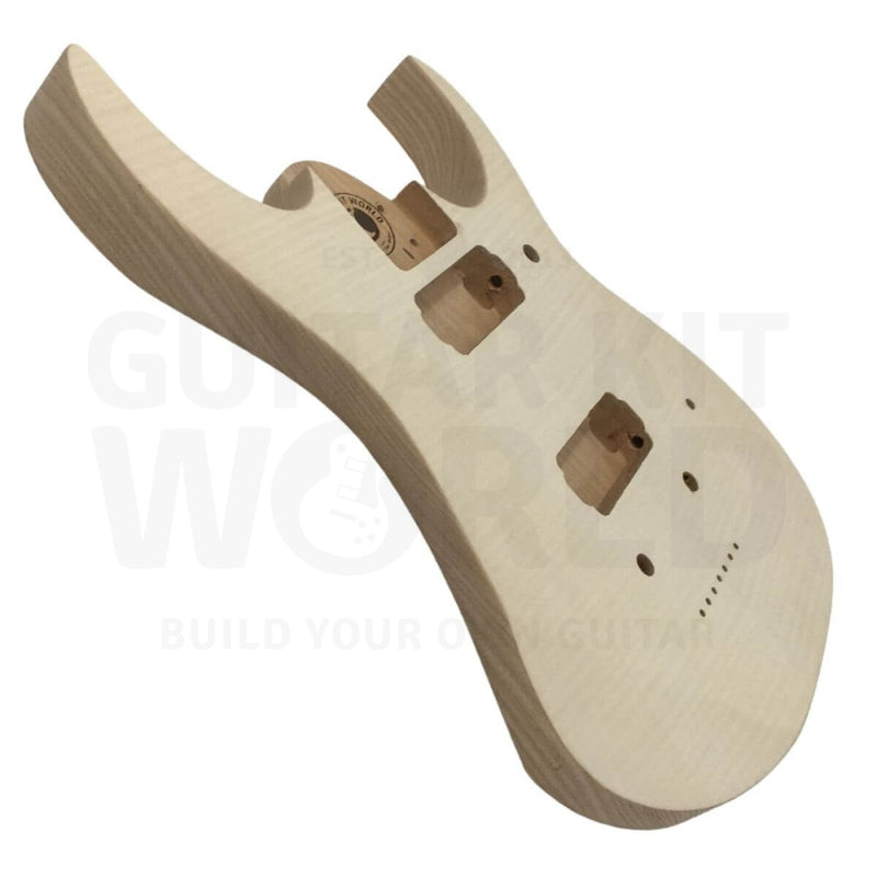 Ash body 7-string JS-style guitar kit with Flamed Maple Veneer - Guitar Kit World