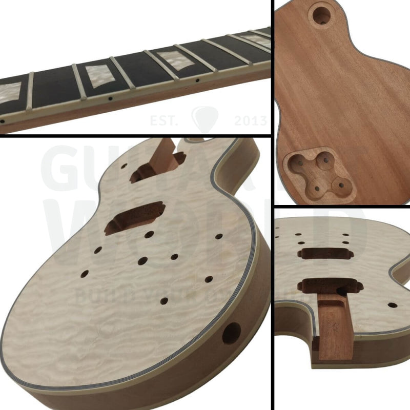 L1 Guitar Kit with Quilted Maple Veneer, Chrome Hardware - Guitar Kit World