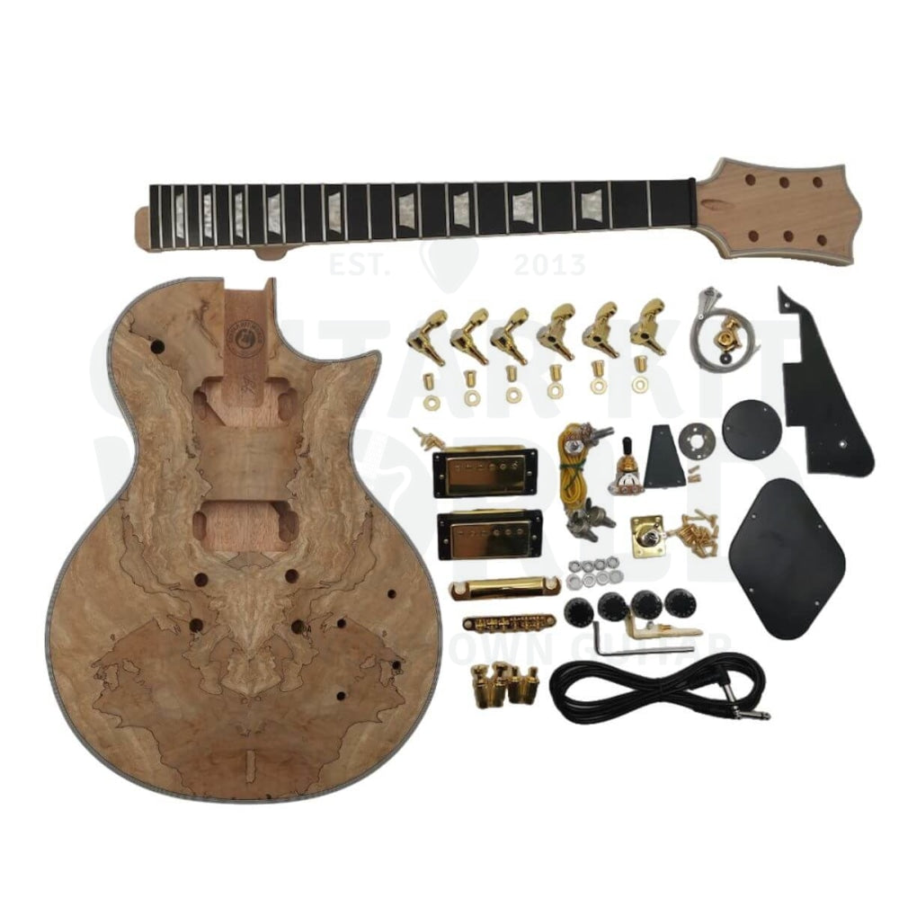 Spalted Maple LP-Style Gold DIY Guitar Kit | GKW — Guitar Kit World