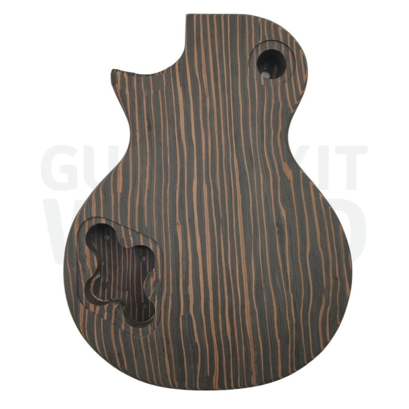 L1 Zebrawood body Guitar Kit with Trapezoid Pearl White Inlays - Guitar Kit World