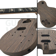 L1 Zebrawood body Guitar Kit with Trapezoid Pearl White Inlays - Guitar Kit World