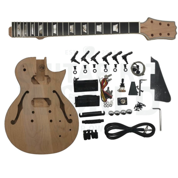 L2 Semi-Hollow Guitar Kit with Trapezoid Pearl White Inlays - Guitar Kit World