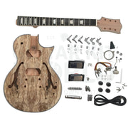 L2 Semi-Hollow Kit Guitar with F Sound Holes, Spalted Maple Veneer - Guitar Kit World