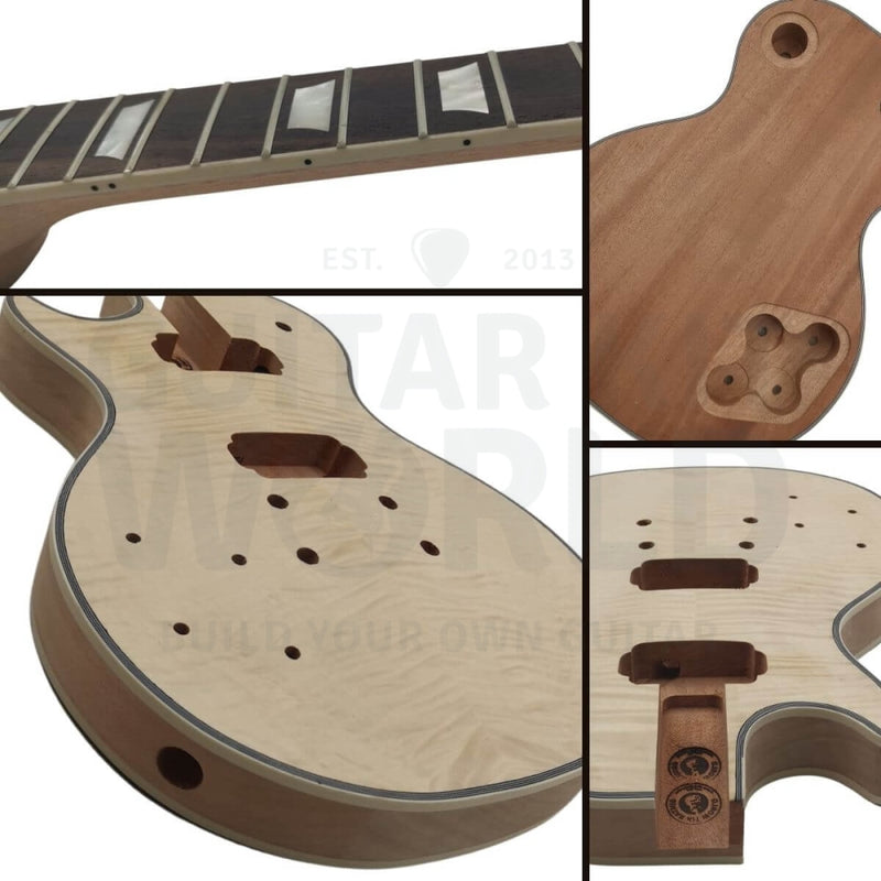 Lefty LP Guitar Kit with Flame Maple Veneer, Chrome Hardware - Guitar Kit World
