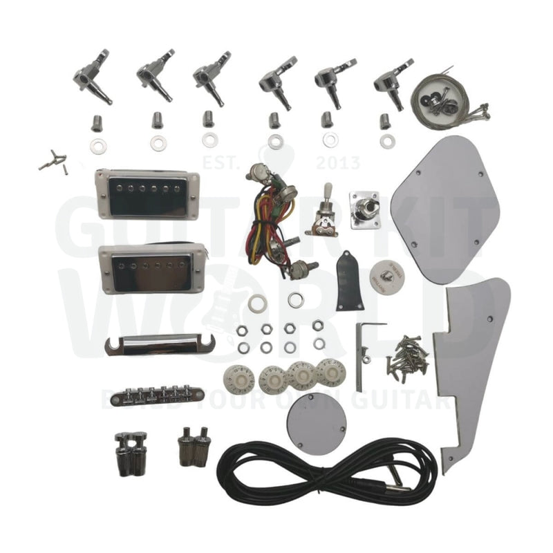 Lefty LP Guitar Kit with Quilted Maple Veneer, Chrome Hardware - Guitar Kit World