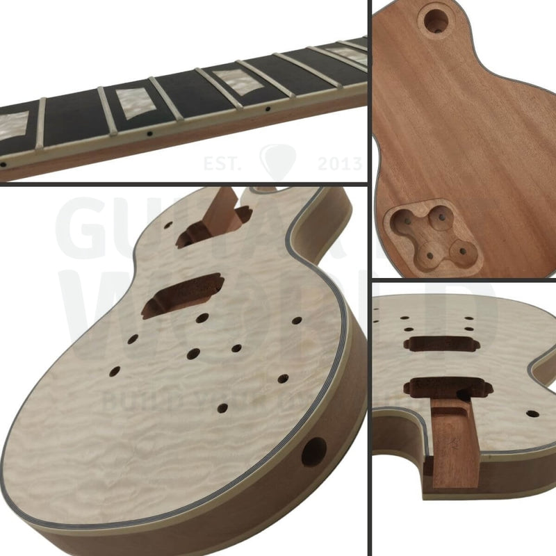 In Stock In China L1 Guitar Kit with Quilted Maple Veneer, Gold Hardware