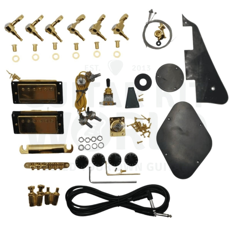 L1 Guitar Kit with Spalted Maple Veneer, Gold Hardware - Guitar Kit World