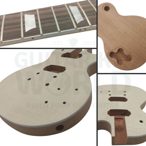 L1 Mahogany body Guitar Kit with Flame Maple Veneer - Guitar Kit World