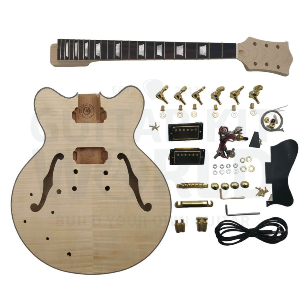 Lefty E1 Archtop Semi Hollow body Guitar Kit with Rosewood Fretboard