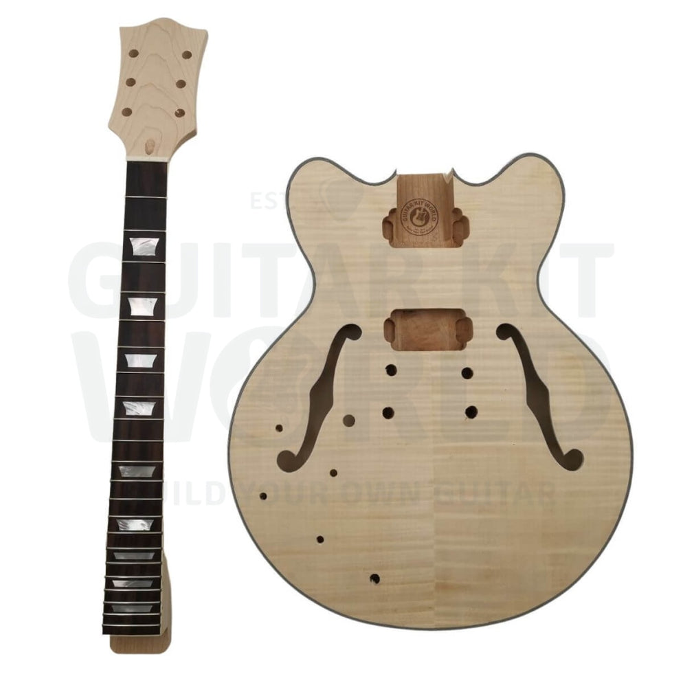Lefty E1 Archtop Semi Hollow body Guitar Kit with Rosewood Fretboard