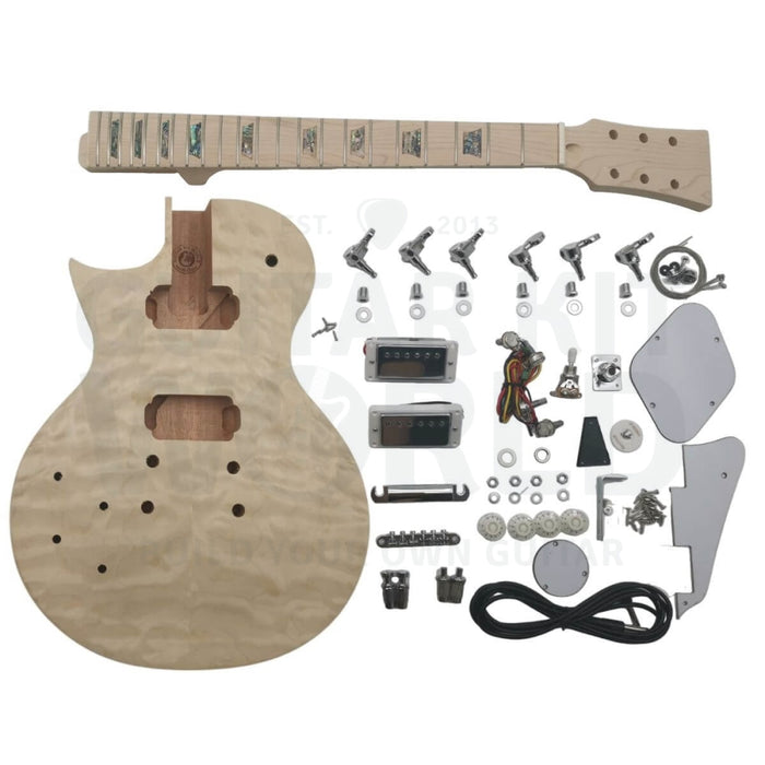 Lefty L1 Guitar Kit with Quilted Maple Veneer, Chrome Hardware - Guitar Kit World
