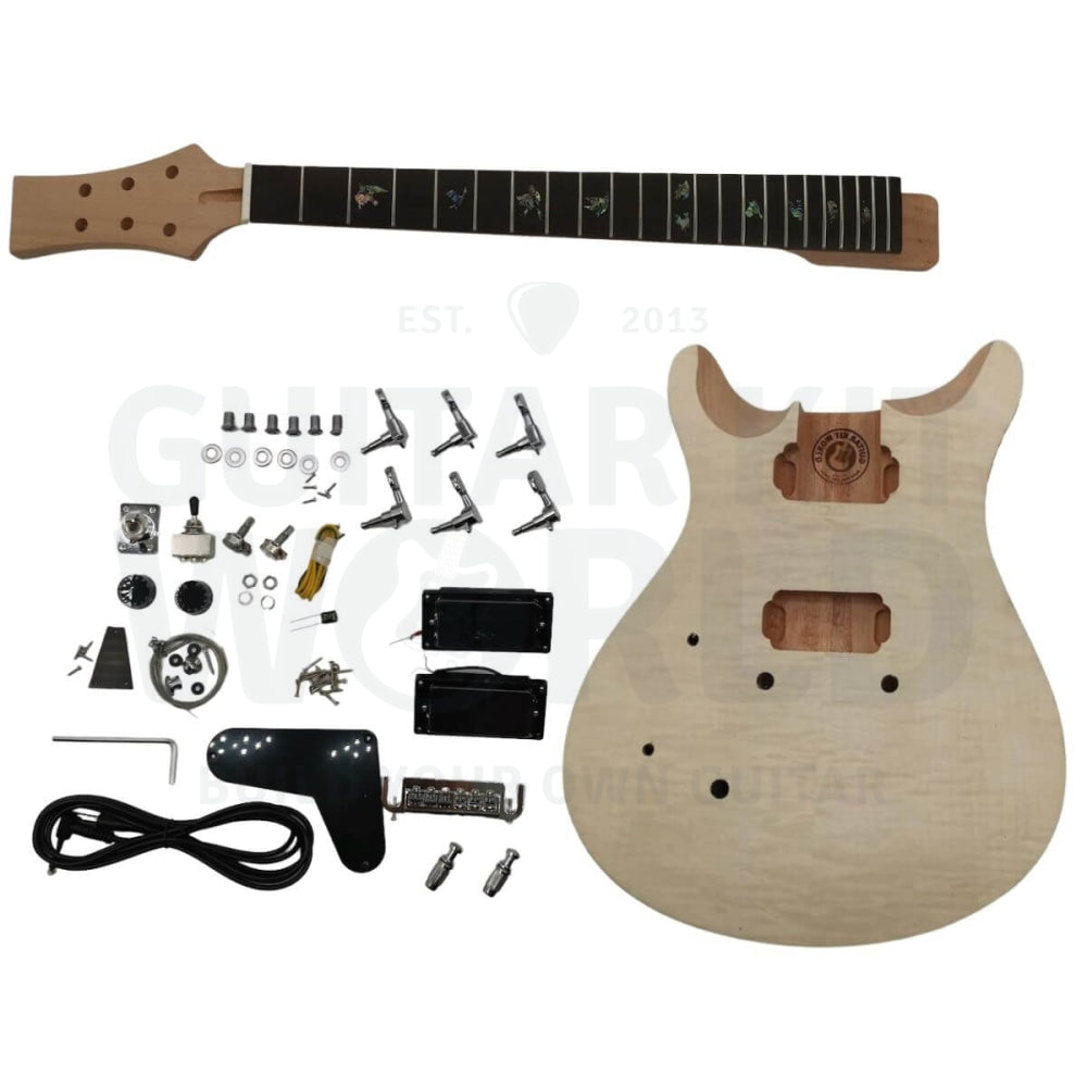 Left-Handed Flame Maple PR-Style DIY Guitar Kit | GKW — Guitar Kit