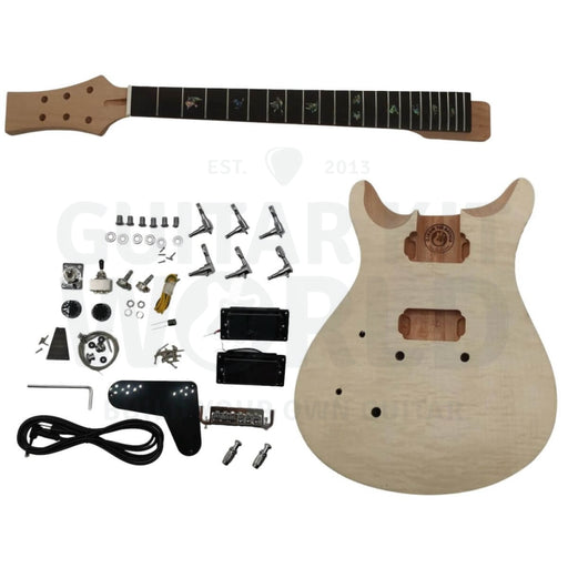 Lefty PR Guitar Kit w/ Flame Maple Veneer, Abalone Pearl Inlays - Guitar Kit World