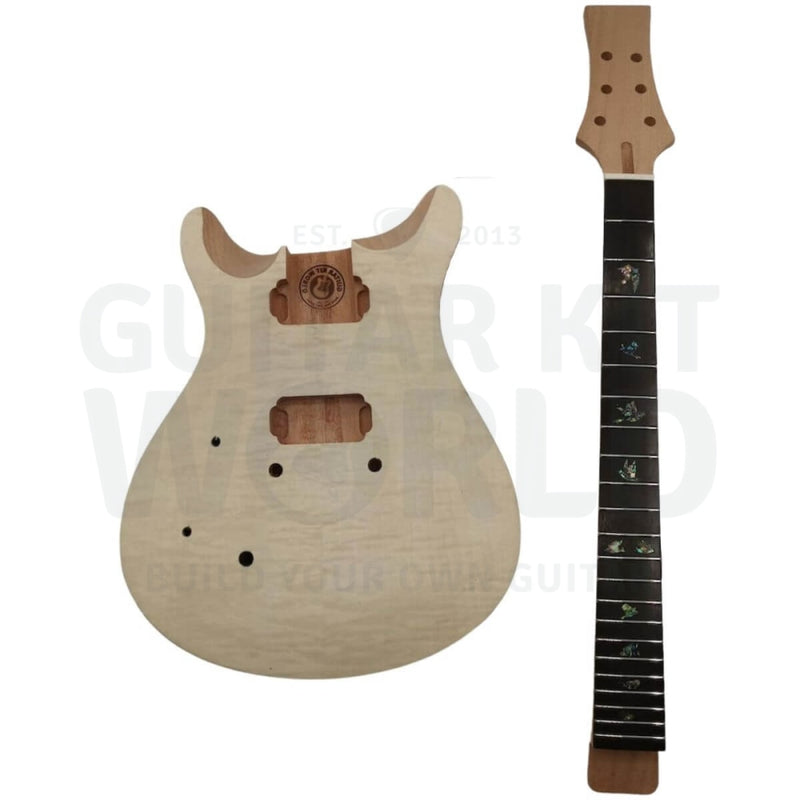 Lefty PR Guitar Kit w/ Flame Maple Veneer, Abalone Pearl Inlays - Guitar Kit World