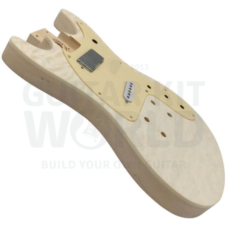 Basswood MOS-style guitar kit with Quilted Maple Body Top Veneer - Guitar Kit World