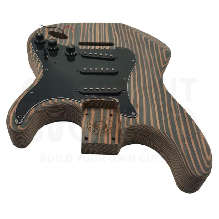 Zebrawood ST style body Guitar Kit with Ebony Fretboard - Guitar Kit World