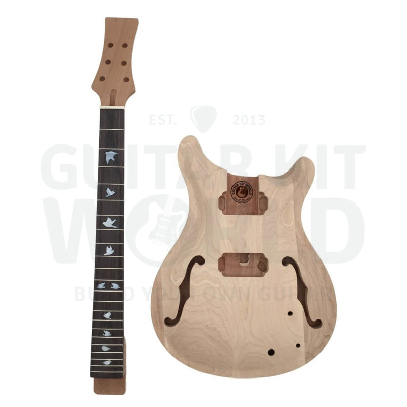 Semi-Hollow PR w/ Solid Carved Maple Cap, Mother of Pearl Inlays - Guitar Kit World